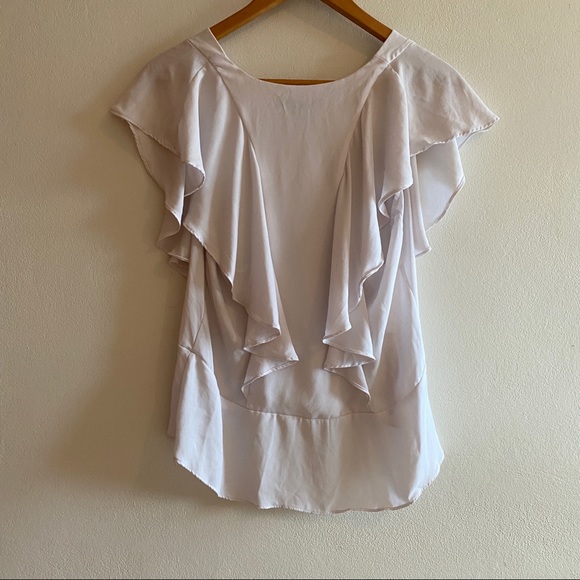 BCBG MaxAzria White Ruffled Top - Picture 2 of 4